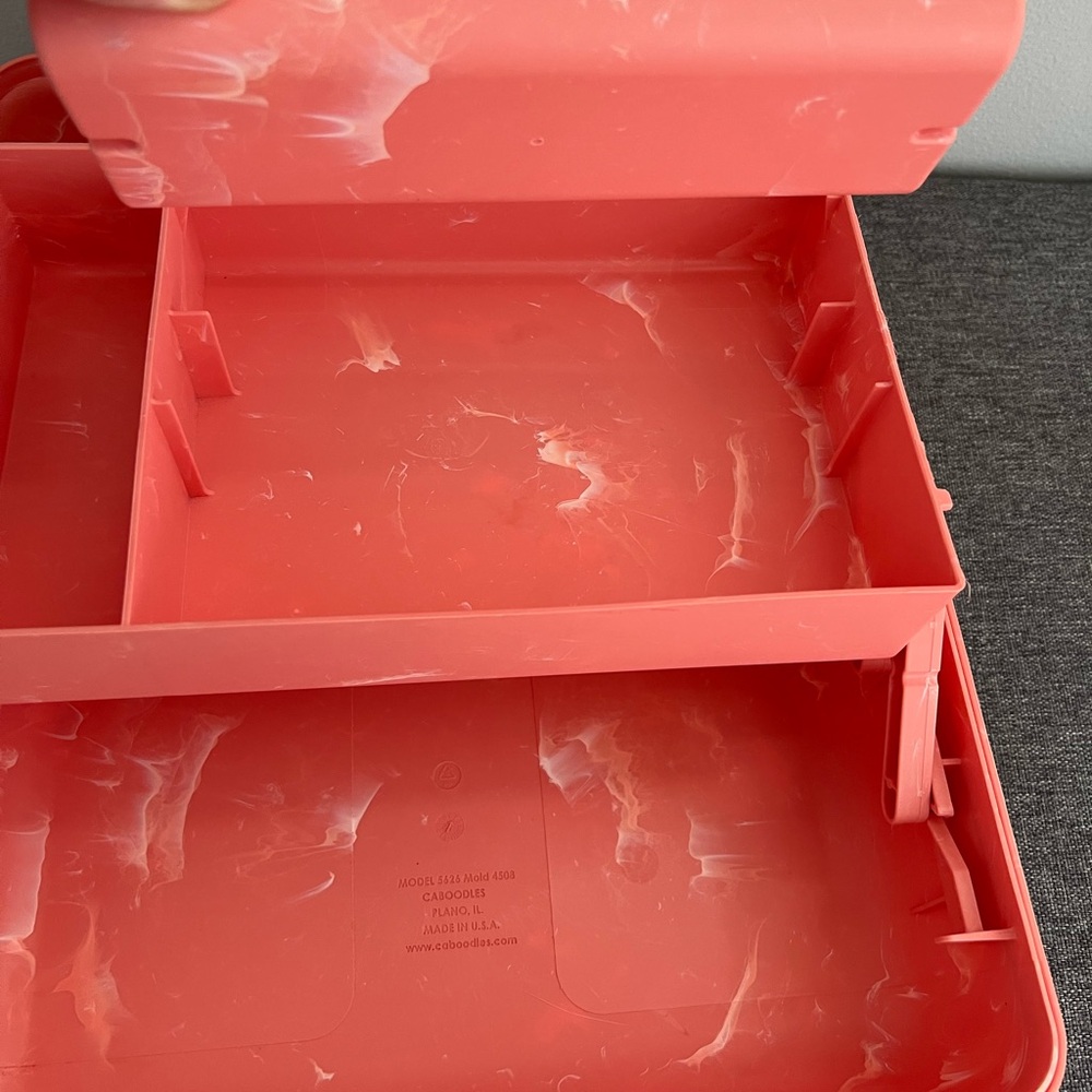 Caboodles Peach Marble Make Up Carry Case Organizer With Mirror Retro NOT VTG - Picture 11 of 13